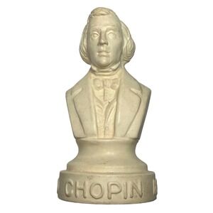 Vintage Halbe Frederic Chopin Composer Bust Statue Ivory White Music Decor